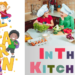 Two Kids are cooking in the kitchen and learning new words copy