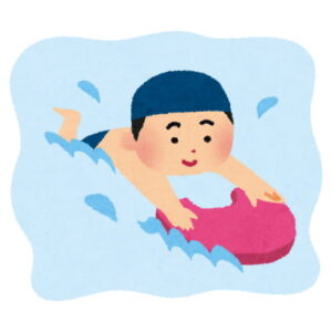 Animated Kid using Kickboard to swim