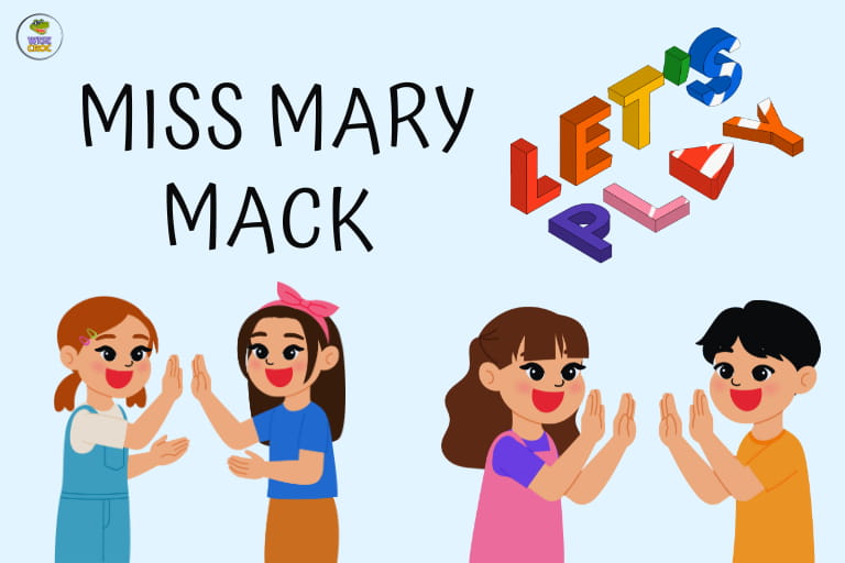 Animated kids playing miss mary mack clapping game