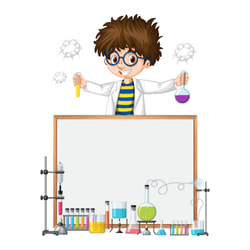 Cartoon Illustration of kids Science Kit